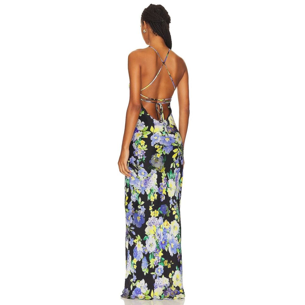 Line & Dot Bloom Floral Halter Neck Maxi Dress Cocktail Party Dress size S NWT - Picture 3 of 6